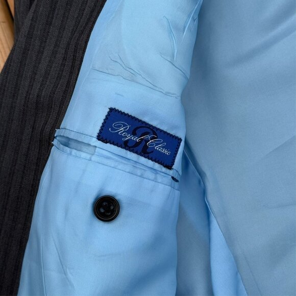 Tom James Royal Classic Suit 2pc Holland & Sherry Savile Row Striped 40L 32x33 - Picture 12 of 16